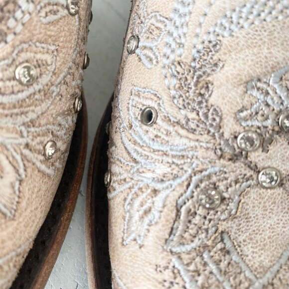 Lane Santorini White Cowboy Boots Womens 6.5 Western Wedding Snip Toe Tall Bling - Picture 7 of 12